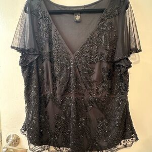Lane Bryant Elegant Black Embellished Blouse